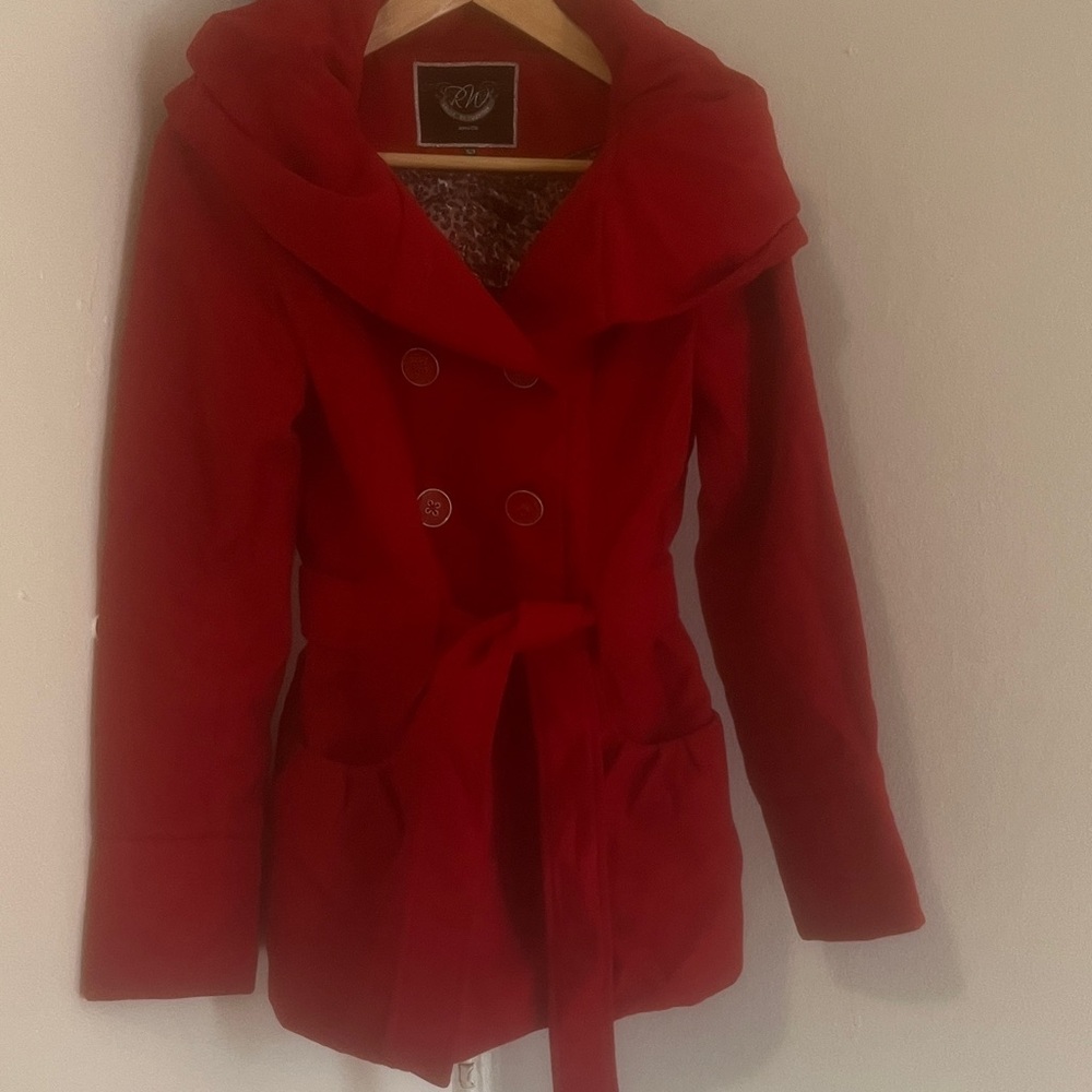 Women's Red Double-Breasted Coat